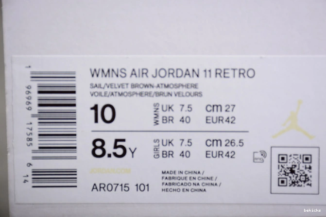 Cheap wmns jordan ar0715-101 “neapolitan” 11 air 0507